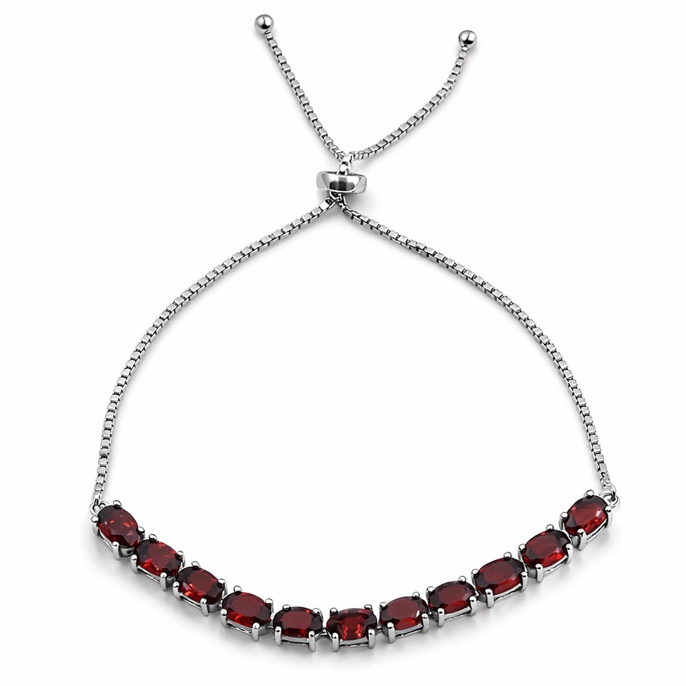 925 Sterling Silver FAS Thai African Garnet Bolo Tennis Bracelet Adjustable NWOT - Picture 5 of 11